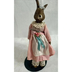 Vintage Silvestri‎ Porcelain Bisque 7" Rabbit Doll Easter Figurine with stand